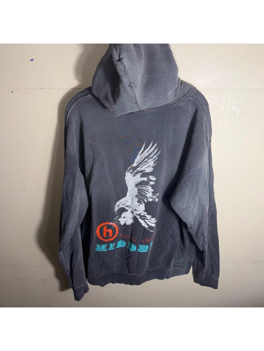 Hidden NY Faded Eagle Hoodie Mens LG Vtg y2k 90s Rare